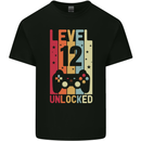 12th Birthday 12 Year Old Level Up Gamming Kids T-Shirt Childrens Black
