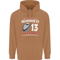 13 Year Wedding Anniversary 13th Rugby Mens 80% Cotton Hoodie Caramel Latte