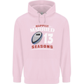13 Year Wedding Anniversary 13th Rugby Mens 80% Cotton Hoodie Light Pink