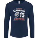 13 Year Wedding Anniversary 13th Rugby Mens Long Sleeve T-Shirt Navy Blue