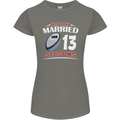13 Year Wedding Anniversary 13th Rugby Womens Petite Cut T-Shirt Charcoal