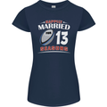13 Year Wedding Anniversary 13th Rugby Womens Petite Cut T-Shirt Navy Blue