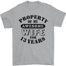 13th Wedding Anniversary 13 Year Funny Wife Mens T-Shirt 100% Cotton Sports Grey