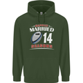 14 Year Wedding Anniversary 14th Rugby Mens 80% Cotton Hoodie Forest Green