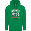 14 Year Wedding Anniversary 14th Rugby Mens 80% Cotton Hoodie Irish Green