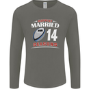 14 Year Wedding Anniversary 14th Rugby Mens Long Sleeve T-Shirt Charcoal