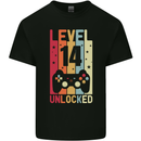 14th Birthday 14 Year Old Level Up Gamming Kids T-Shirt Childrens Black