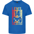 14th Birthday 14 Year Old Level Up Gamming Kids T-Shirt Childrens Royal Blue
