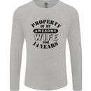 14th Wedding Anniversary 14 Year Funny Wife Mens Long Sleeve T-Shirt Sports Grey