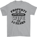 14th Wedding Anniversary 14 Year Funny Wife Mens T-Shirt 100% Cotton Sports Grey