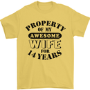 14th Wedding Anniversary 14 Year Funny Wife Mens T-Shirt 100% Cotton Yellow