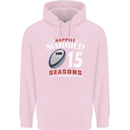 15 Year Wedding Anniversary 15th Rugby Mens 80% Cotton Hoodie Light Pink