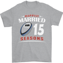 15 Year Wedding Anniversary 15th Rugby Mens T-Shirt 100% Cotton Sports Grey