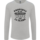 15th Wedding Anniversary 15 Year Funny Wife Mens Long Sleeve T-Shirt Sports Grey