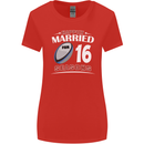 16 Year Wedding Anniversary 16th Rugby Womens Wider Cut T-Shirt Red