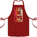 16th Birthday 16 Year Old Level Up Gamming Cotton Apron 100% Organic Maroon