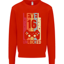 16th Birthday 16 Year Old Level Up Gamming Mens Sweatshirt Jumper Bright Red
