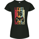 16th Birthday 16 Year Old Level Up Gamming Womens Petite Cut T-Shirt Black