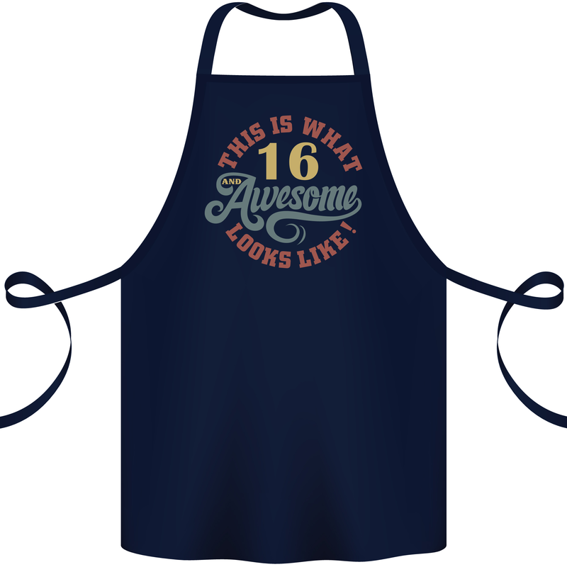 16th Birthday 60 Year Old Awesome Looks Like Cotton Apron 100% Organic Navy Blue