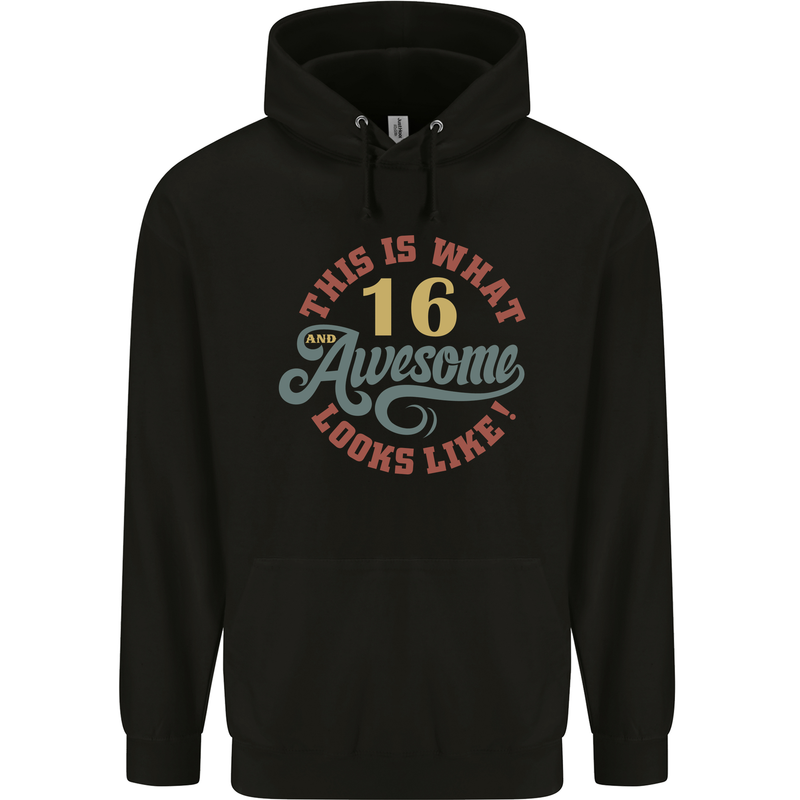 16th Birthday 60 Year Old Awesome Looks Like Mens 80% Cotton Hoodie Black