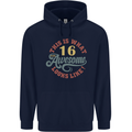 16th Birthday 60 Year Old Awesome Looks Like Mens 80% Cotton Hoodie Navy Blue