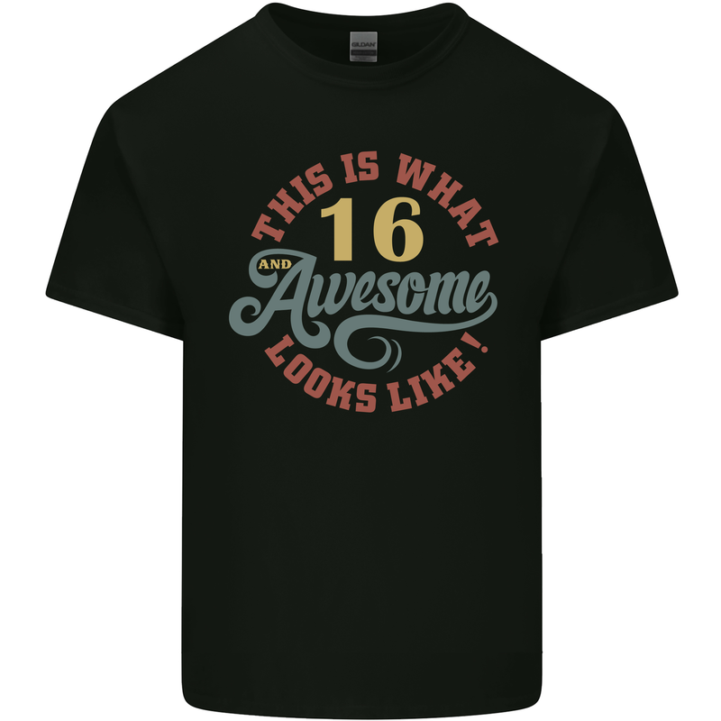 16th Birthday 60 Year Old Awesome Looks Like Mens Cotton T-Shirt Tee Top Black