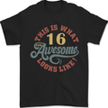 16th Birthday 60 Year Old Awesome Looks Like Mens T-Shirt 100% Cotton Black