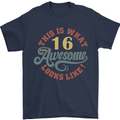 16th Birthday 60 Year Old Awesome Looks Like Mens T-Shirt 100% Cotton Navy Blue