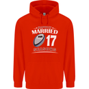 17 Year Wedding Anniversary 17th Rugby Mens 80% Cotton Hoodie Bright Red