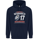 17 Year Wedding Anniversary 17th Rugby Mens 80% Cotton Hoodie Navy Blue