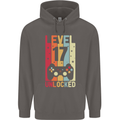 17th Birthday 17 Year Old Level Up Gamming Mens 80% Cotton Hoodie Charcoal