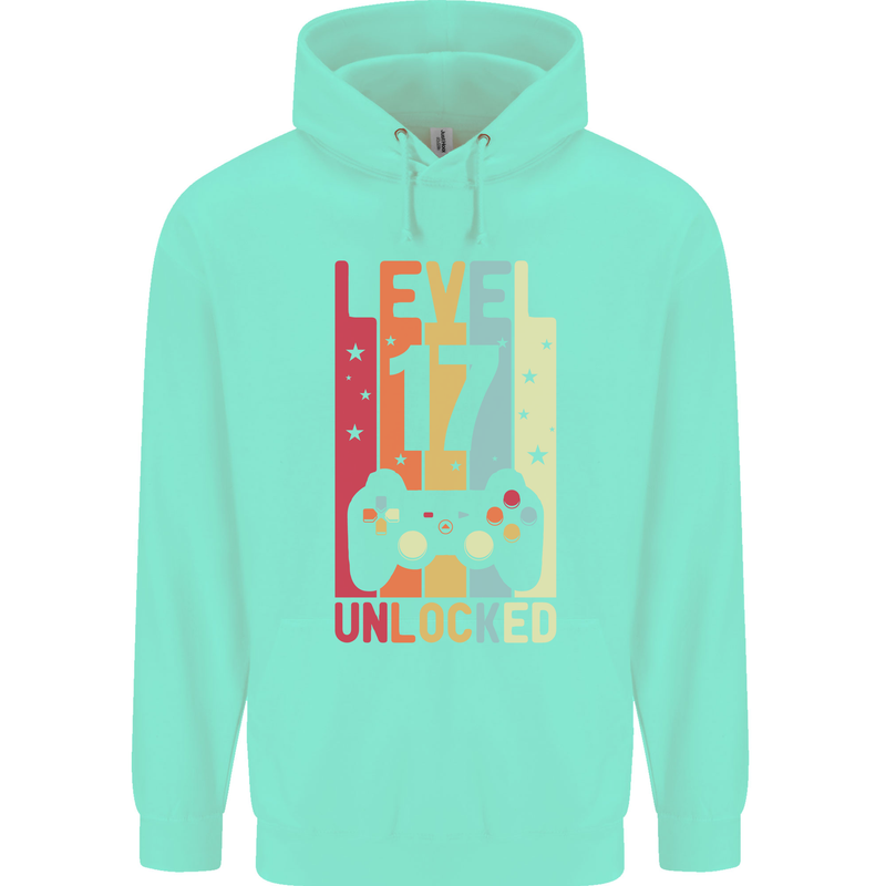 17th Birthday 17 Year Old Level Up Gamming Mens 80% Cotton Hoodie Peppermint