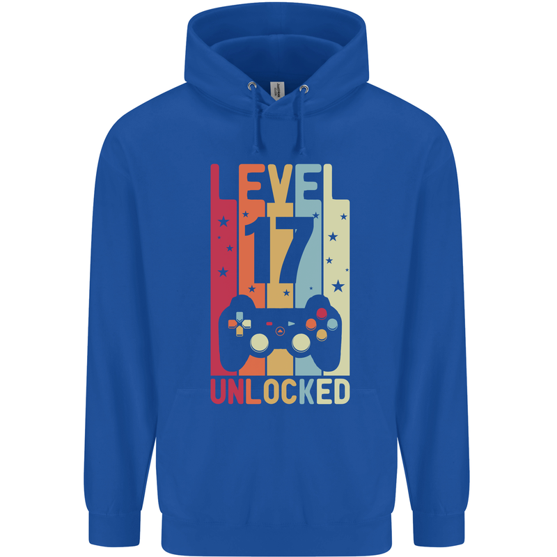 17th Birthday 17 Year Old Level Up Gamming Mens 80% Cotton Hoodie Royal Blue