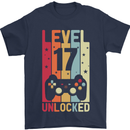 17th Birthday 17 Year Old Level Up Gamming Mens T-Shirt 100% Cotton Navy Blue