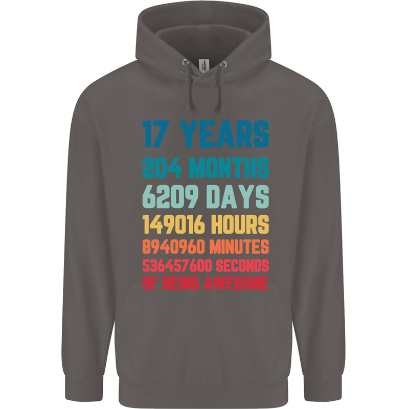 17th Birthday 17 Year Old Mens 80% Cotton Hoodie Charcoal