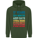 17th Birthday 17 Year Old Mens 80% Cotton Hoodie Forest Green