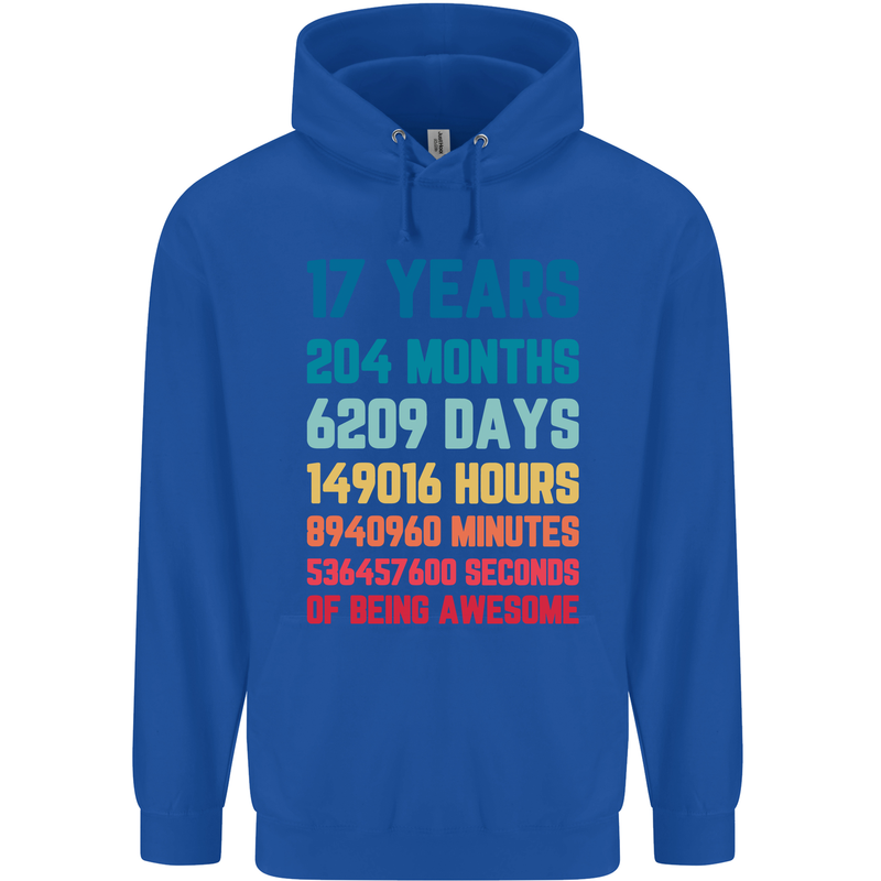 17th Birthday 17 Year Old Mens 80% Cotton Hoodie Royal Blue