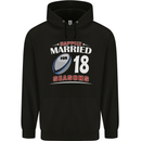 18 Year Wedding Anniversary 18th Rugby Mens 80% Cotton Hoodie Black