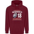 18 Year Wedding Anniversary 18th Rugby Mens 80% Cotton Hoodie Maroon