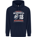 18 Year Wedding Anniversary 18th Rugby Mens 80% Cotton Hoodie Navy Blue