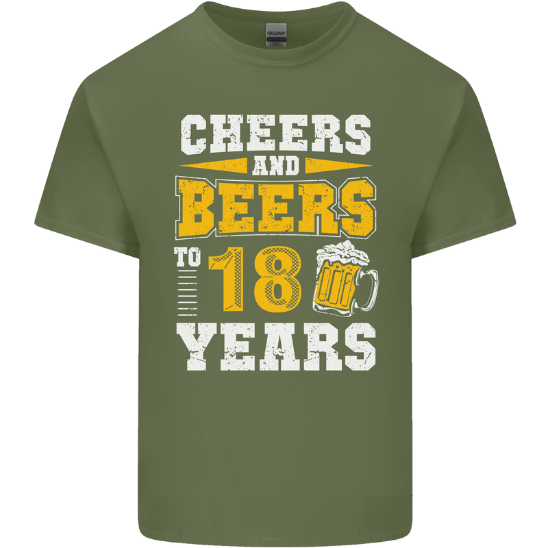 18th Birthday 18 Year Old Funny Alcohol Mens Cotton T-Shirt Tee Top Military Green