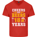 18th Birthday 18 Year Old Funny Alcohol Mens V-Neck Cotton T-Shirt Red
