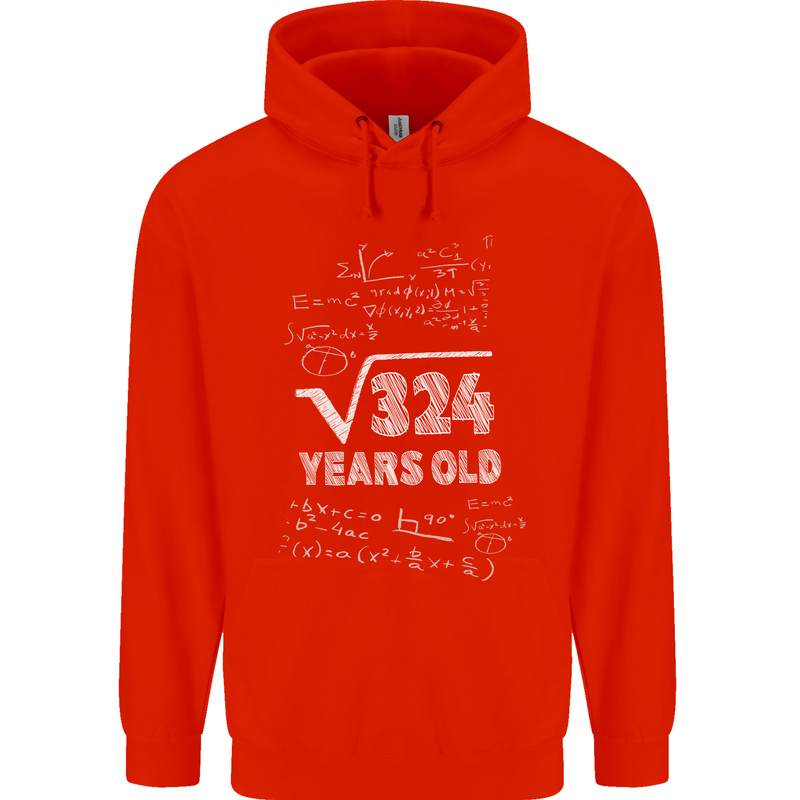 18th Birthday 18 Year Old Geek Funny Maths Mens 80% Cotton Hoodie Bright Red
