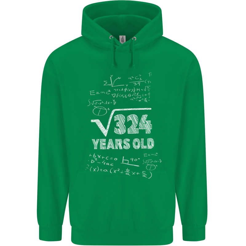 18th Birthday 18 Year Old Geek Funny Maths Mens 80% Cotton Hoodie Irish Green