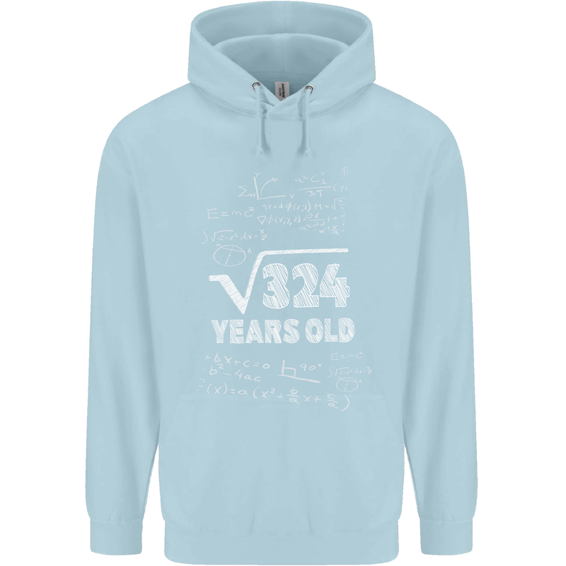18th Birthday 18 Year Old Geek Funny Maths Mens 80% Cotton Hoodie Light Blue