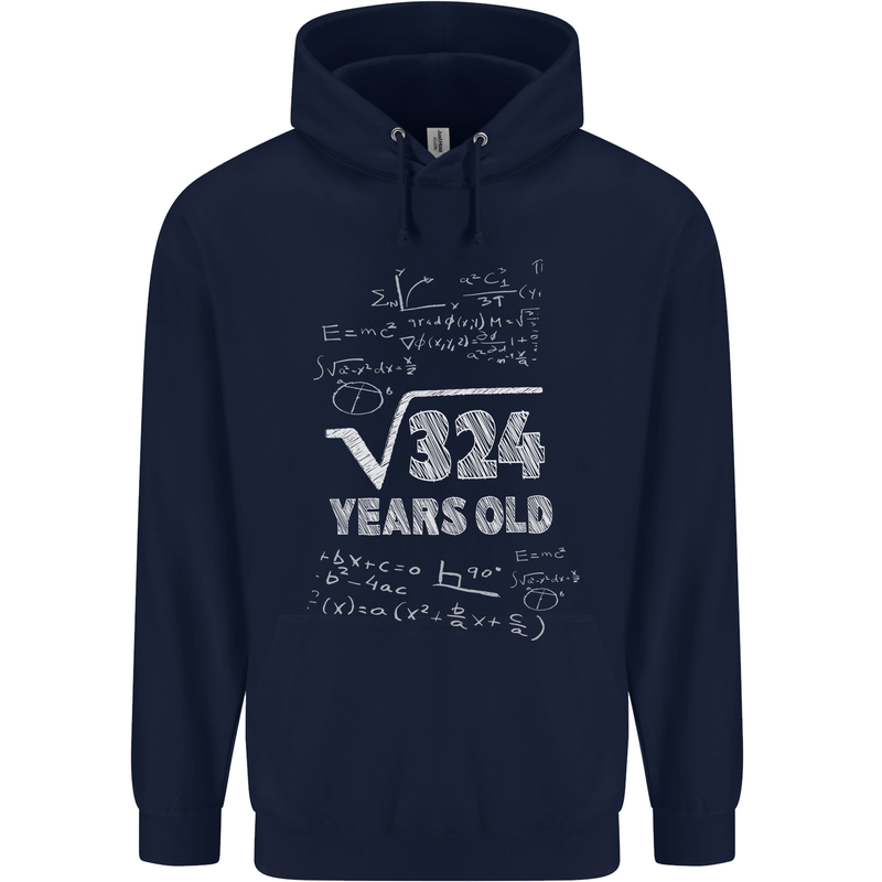18th Birthday 18 Year Old Geek Funny Maths Mens 80% Cotton Hoodie Navy Blue