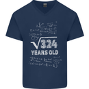 18th Birthday 18 Year Old Geek Funny Maths Mens V-Neck Cotton T-Shirt Navy Blue