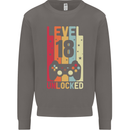 18th Birthday 18 Year Old Level Up Gamming Mens Sweatshirt Jumper Charcoal