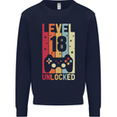 18th Birthday 18 Year Old Level Up Gamming Mens Sweatshirt Jumper Navy Blue