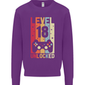 18th Birthday 18 Year Old Level Up Gamming Mens Sweatshirt Jumper Purple